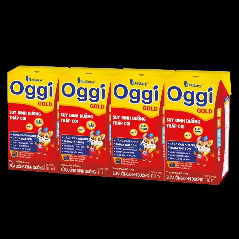 Sữa uống dinh dưỡng Oggi Gold 110ml lốc 4 hộp (trên 1 tuổi)