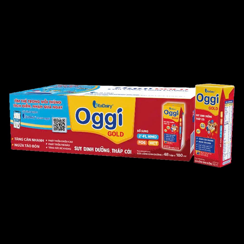 Thùng Sữa uống dinh dưỡng Oggi Gold 180ml lốc 4 hộp (trên 1 tuổi)