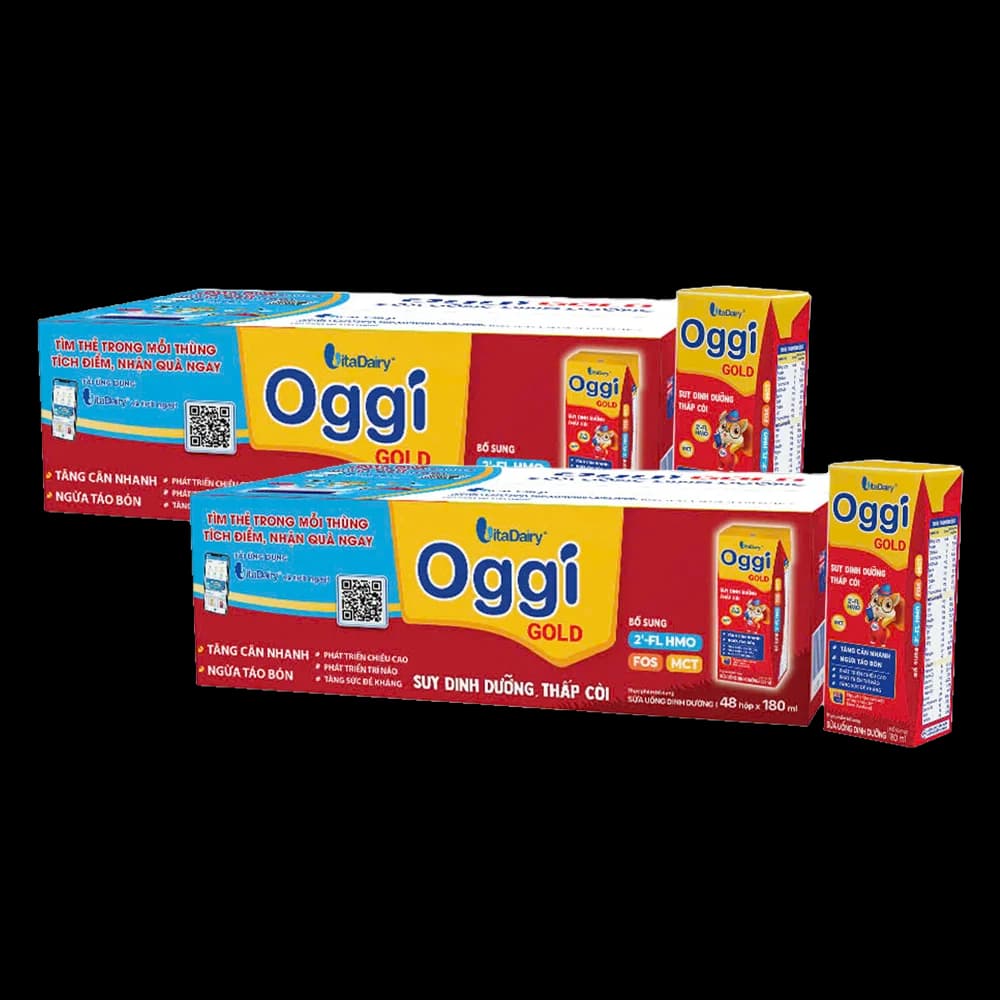 Combo 2 thùng Sữa uống dinh dưỡng Oggi Gold 180ml lốc 4 hộp (trên 1 tuổi)