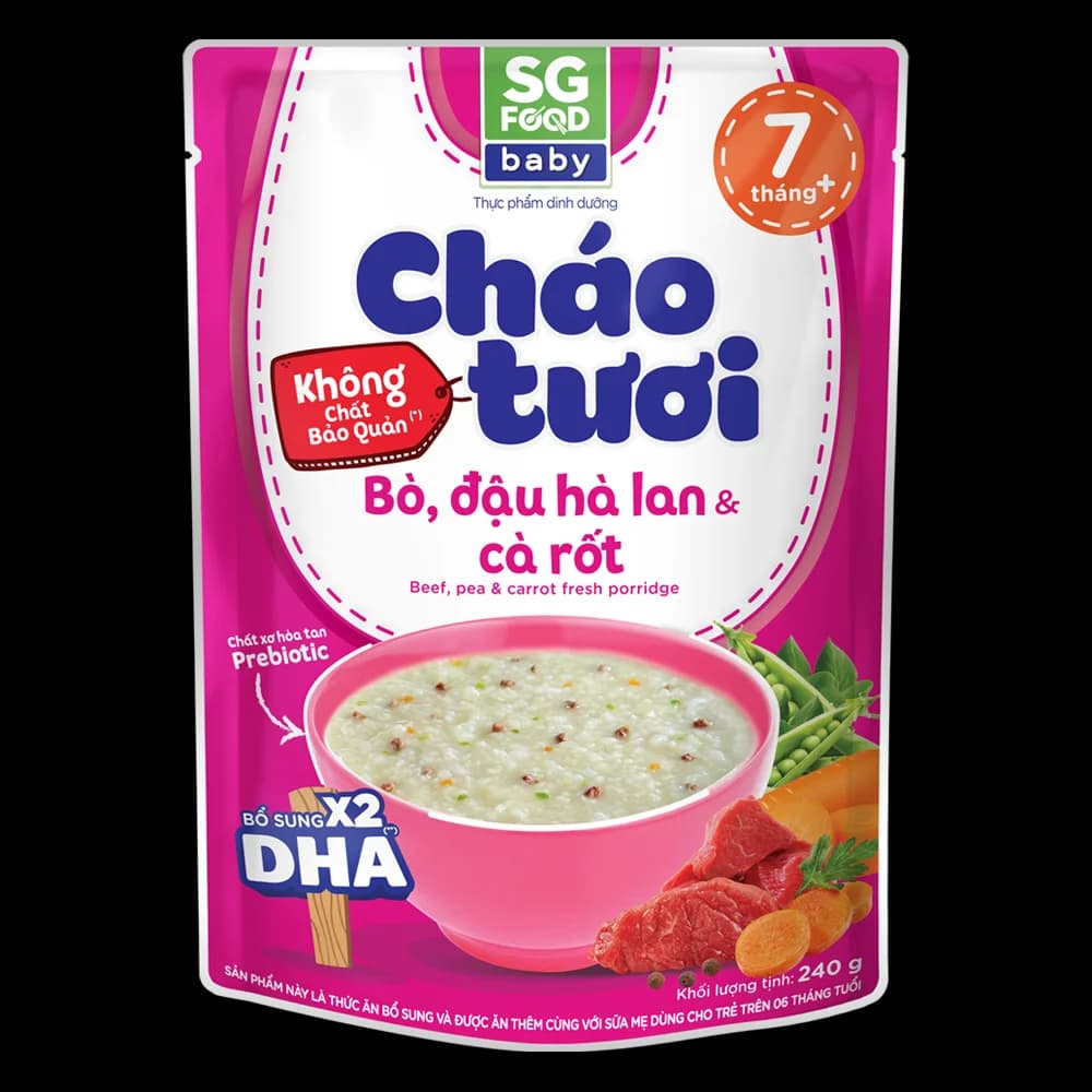 Cháo tươi Baby bò đậu hà lan cà rốt SG Food 7 tháng 240g