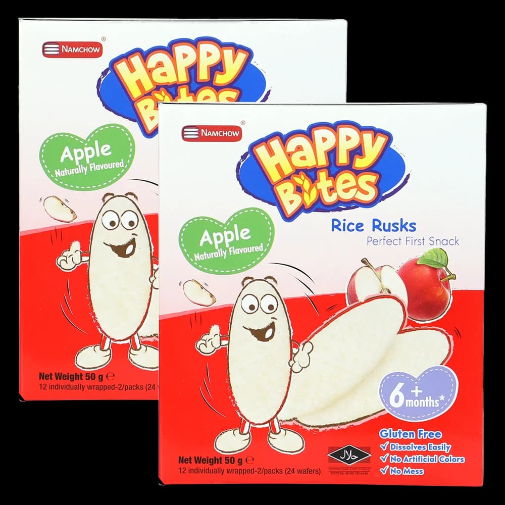 Combo 2 Bánh Gạo Ăn Dặm Cho Trẻ Em Happy Bites Táo 50g