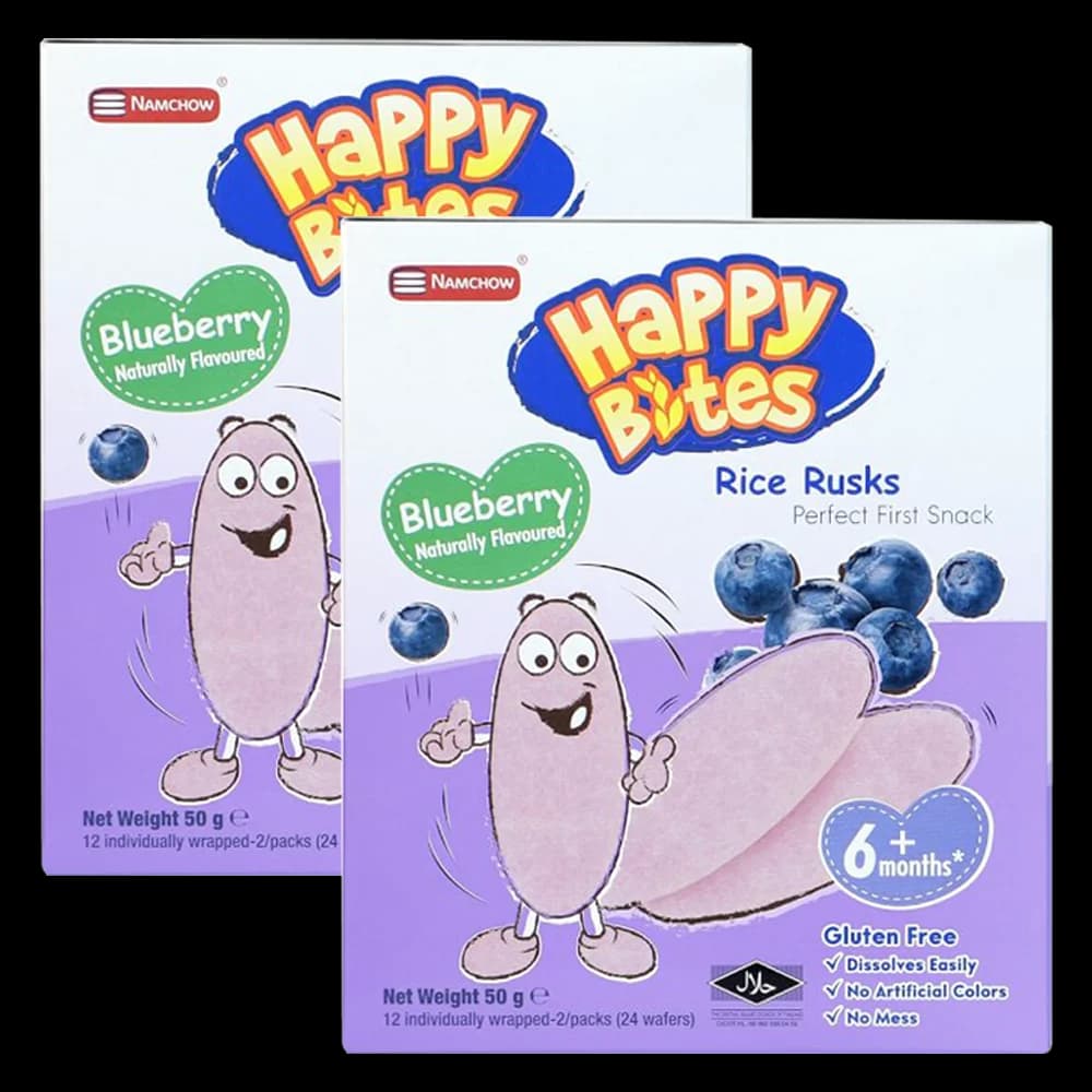 Combo 2 Bánh Gạo Ăn Dặm Cho Trẻ Em Happy Bites Việt Quất 50g