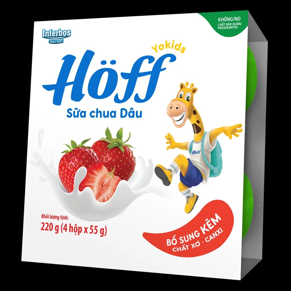 Sữa chua hoa quả Hoff Dâu tây (Lốc 4 hủ) (Giao mẫu ngẫu nhiên)