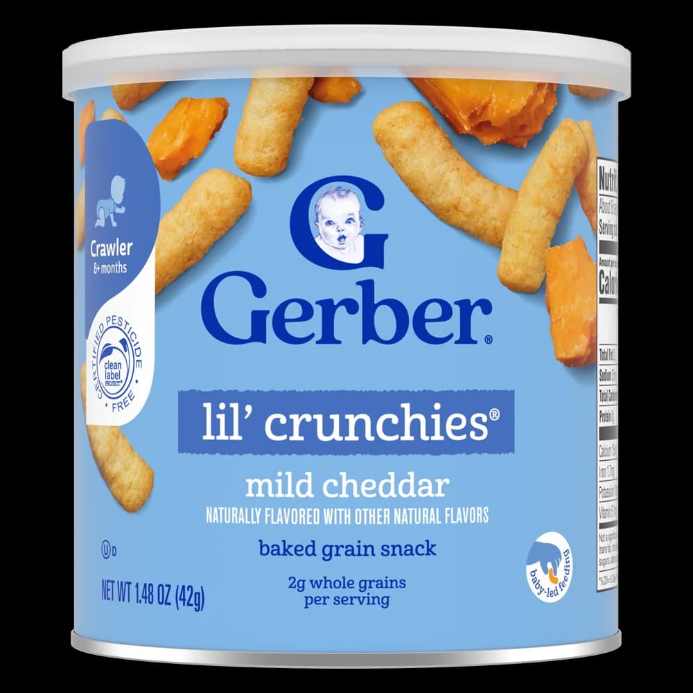 Thực phẩm bổ sung Bánh ăn dặm Gerber Lil’ Crunchies vị phô mai Mild Cheddar *giao bao bì ngẫu nhiên*