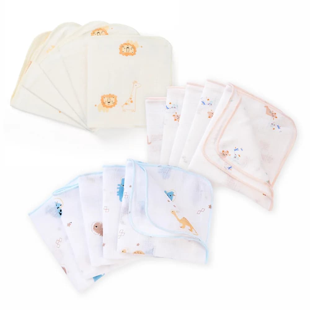 Khăn gạc sợi tre 4 lớp Animo T2304_NBA004 (25x25cm 5 cái) (giao màu ngẫu nhiên)