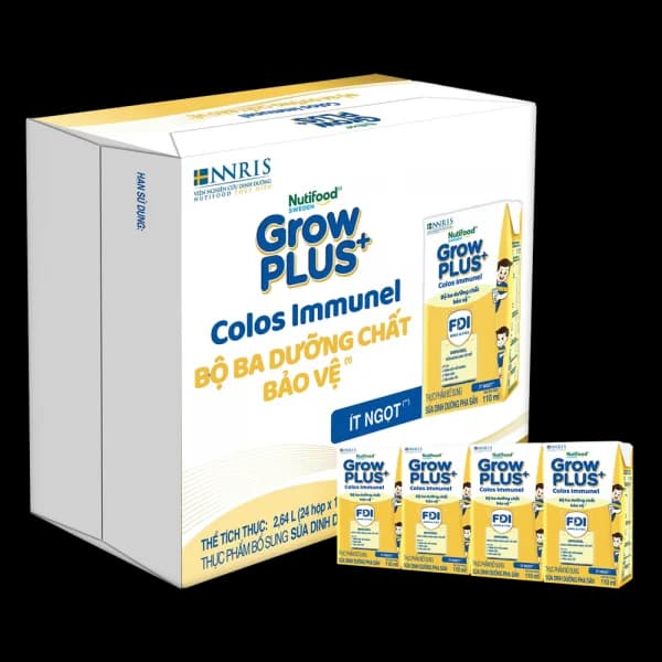 Thùng Sữa dinh dưỡng pha sẵn GrowPLUS+ Colos Immunel 110ml lốc 4 hộp (Từ 1 tuổi)