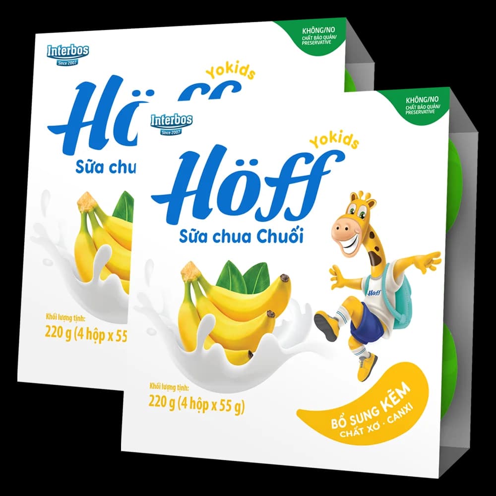Combo 2 Sữa chua hoa quả Hoff Chuối (Lốc 4 hủ)