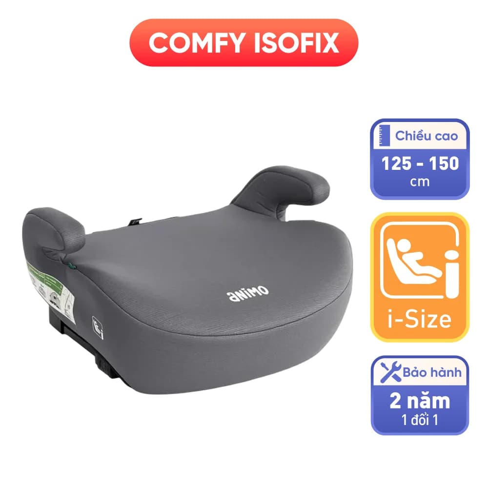 Ghế ngồi ô tô Animo Comfy Isofix (125 150cm i size K11 Steel Gray booster)