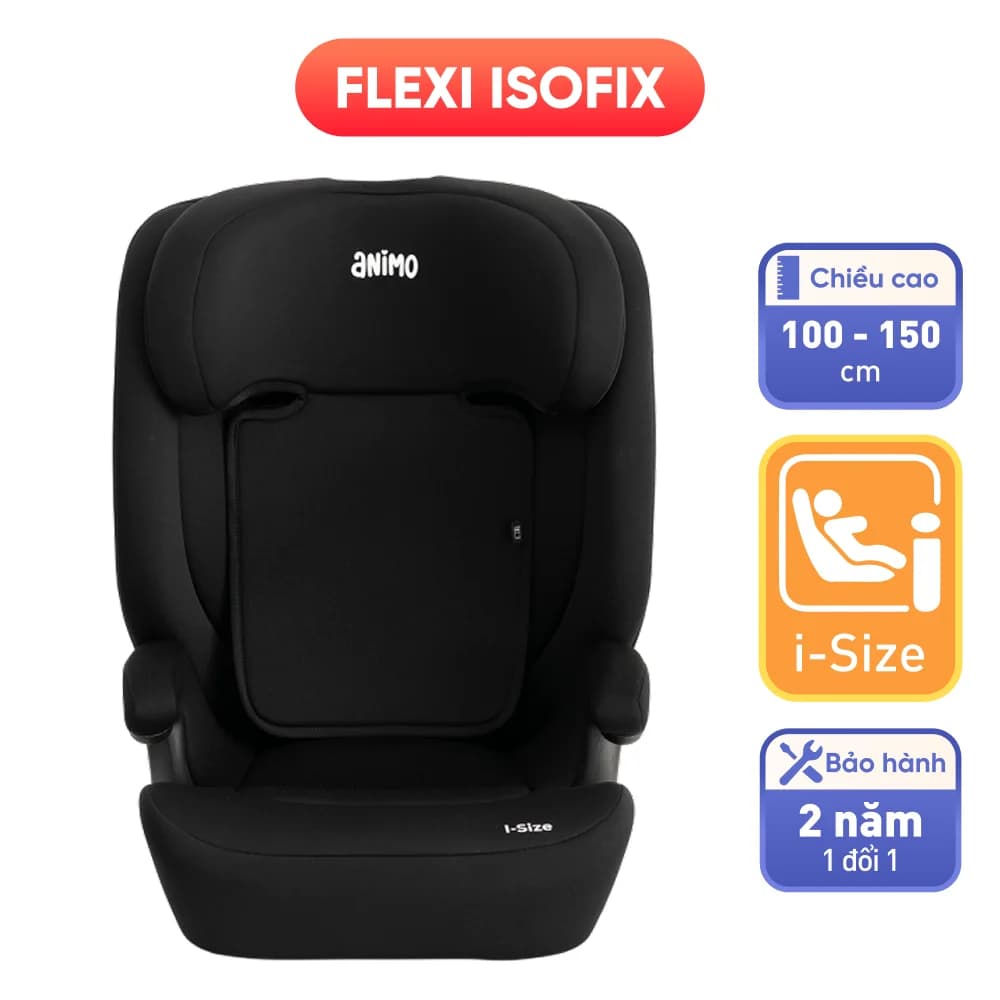 Ghế ngồi ô tô Animo Flexi Isofix (100 150cm i size K55 Coal)