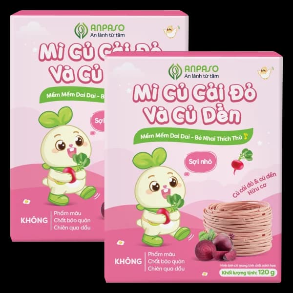 Combo 2 Mì củ cải đỏ & củ dền ăn dặm Anpaso *giao bao bì ngẫu nhiên