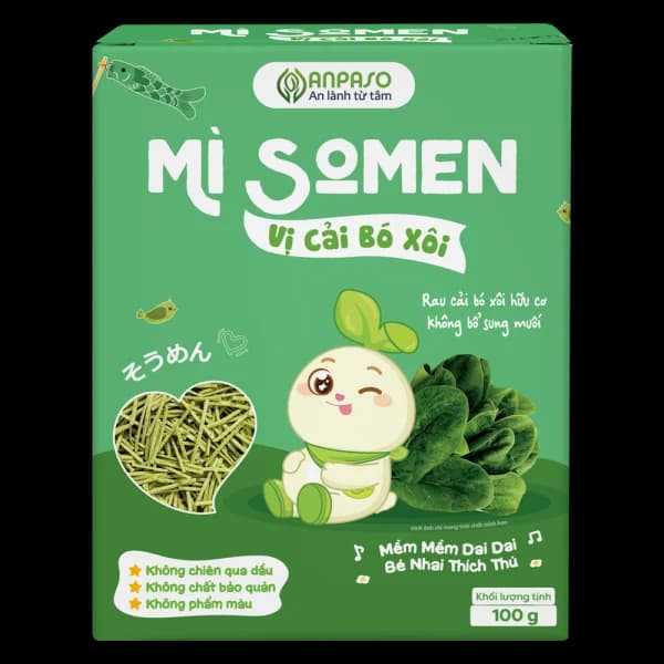 Mì Somen ăn dặm vị cải bó xôi Anpaso 100g *giao bao bì ngẫu nhiên
