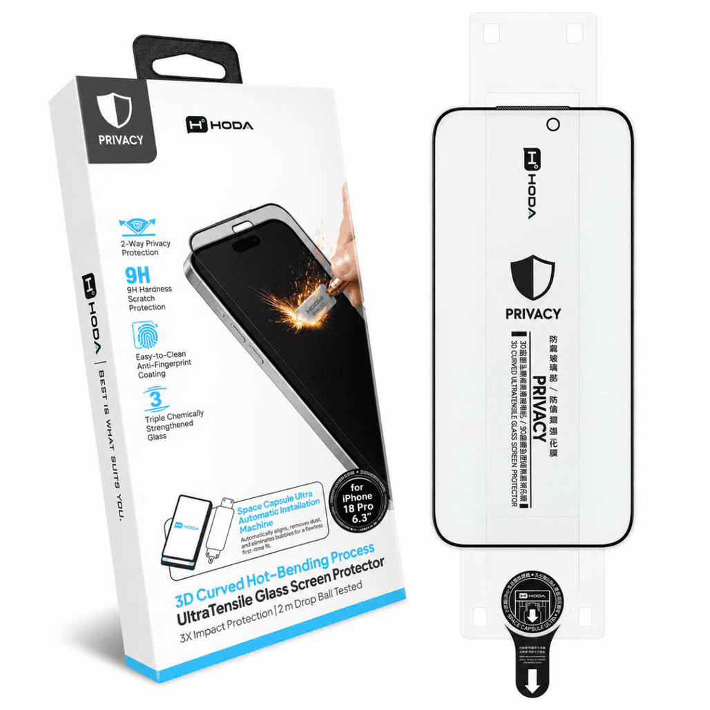 Dán kính cường lực màn hình iPhone 18 Pro Hoda 3d Chống Nhìn Trộm Full Viền Đen Cao Cấp