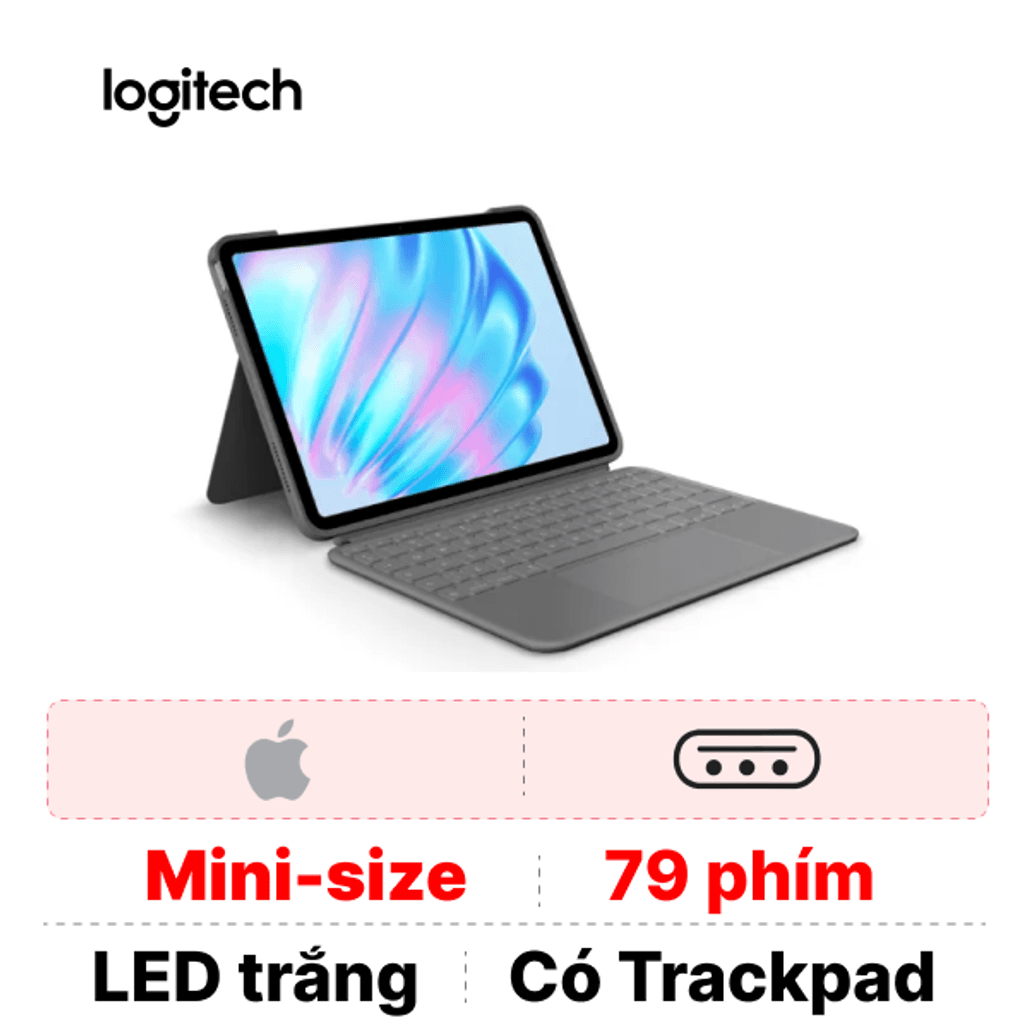 Bàn phím + bao da iPad Air 11 (M2 M3 M4) Logitech Combo Touch