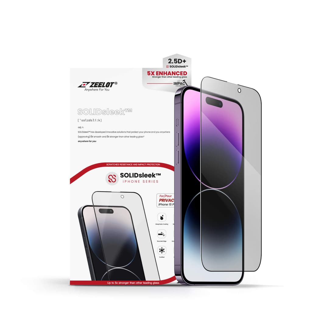 Dán kính cường lực màn hình Apple iPhone 15 Pro Zeelot Solidleek Privacy chống nhìn trộm