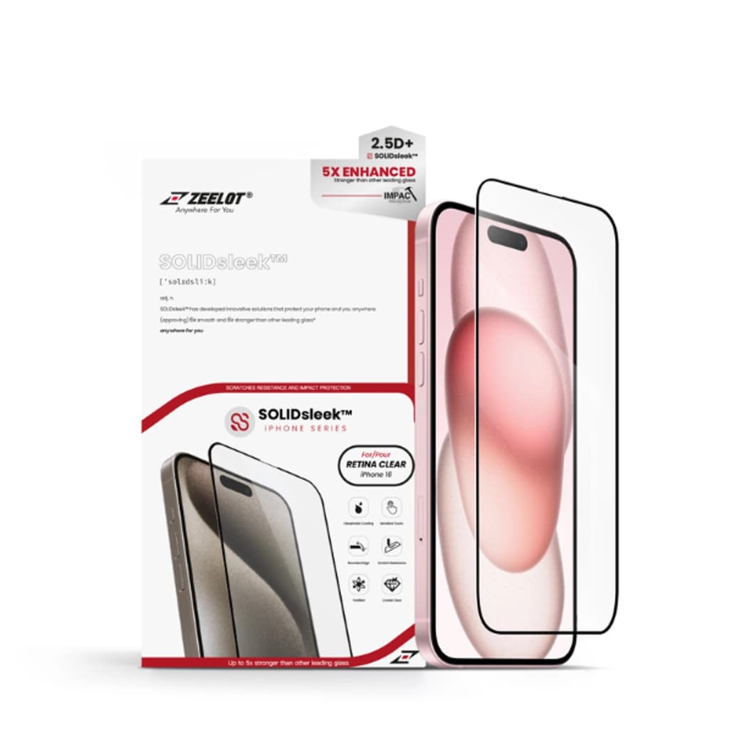 Dán kính cường lực màn hình Apple iPhone 16 15 Zeelot Solidsleek Full Cao Cấp
