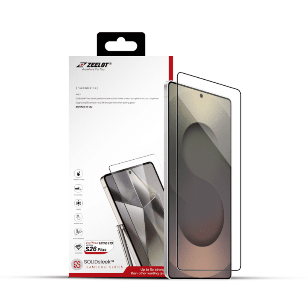 Dán kính cường lực màn hình Samsung Galaxy S26 Plus Zeelot Solidsleek Full viền đen cao cấp (có khay hỗ trợ dán)