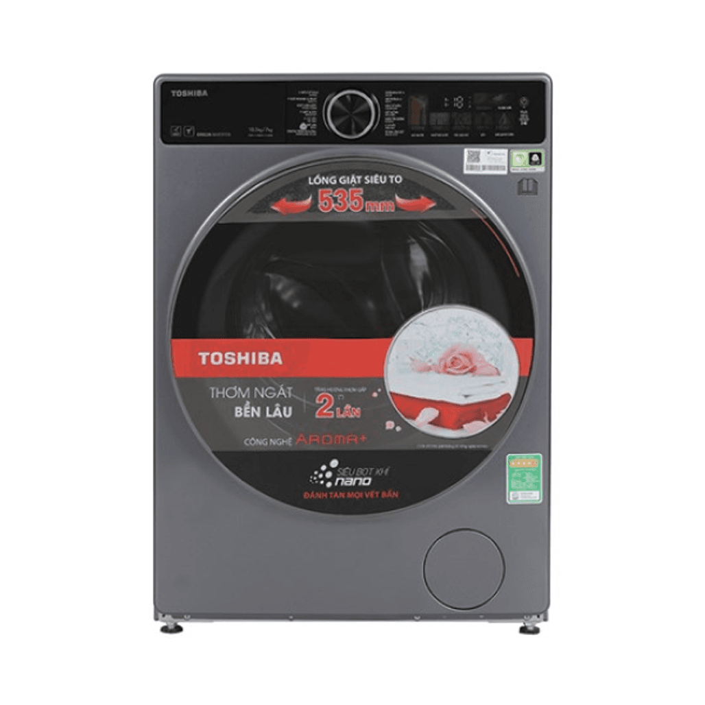 Máy giặt sấy Toshiba giặt 10.5kg sấy 7kg 2024 (TWD T25BZU115MWV(MG))