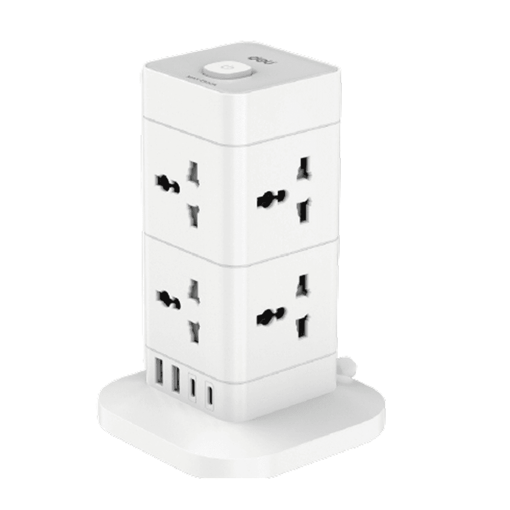 Ổ cắm điện Deli lập phương 8AC kèm 2USB A và 2USB C 3m CT415