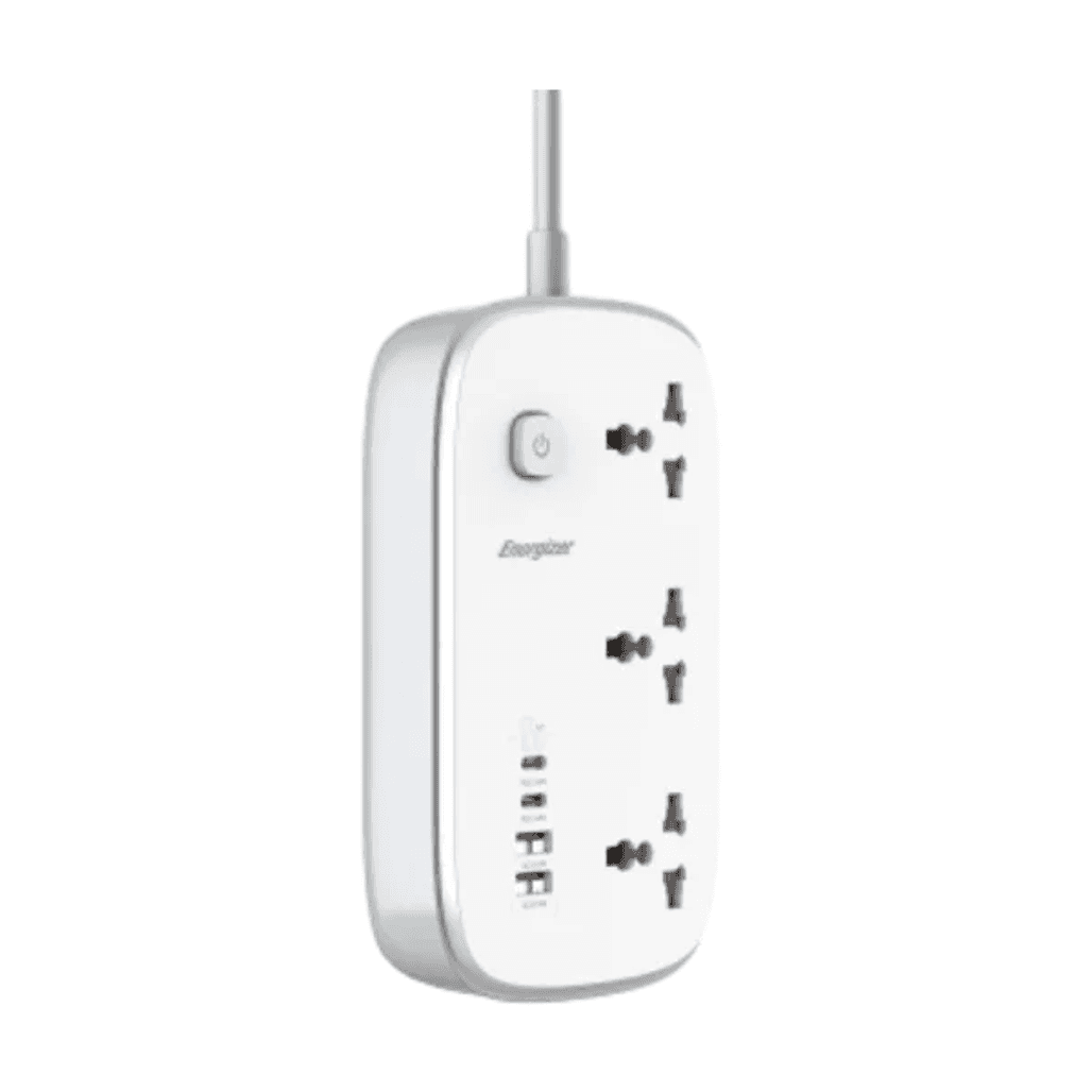 Ổ cắm điện Energizer đa năng 3AC kèm 2USB A và 2USB C sạc nhanh