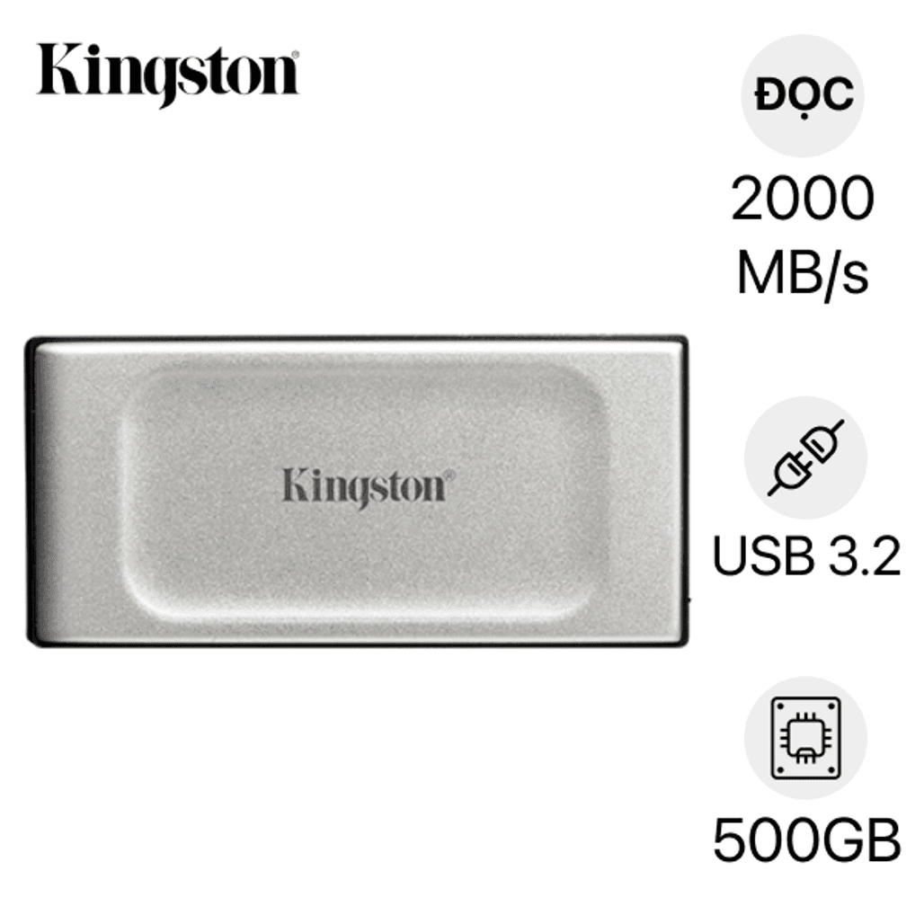 Ổ cứng di động SSD Kingston XS2000 USB 3.2 Gen 2x2 chống nước IP55 500GB