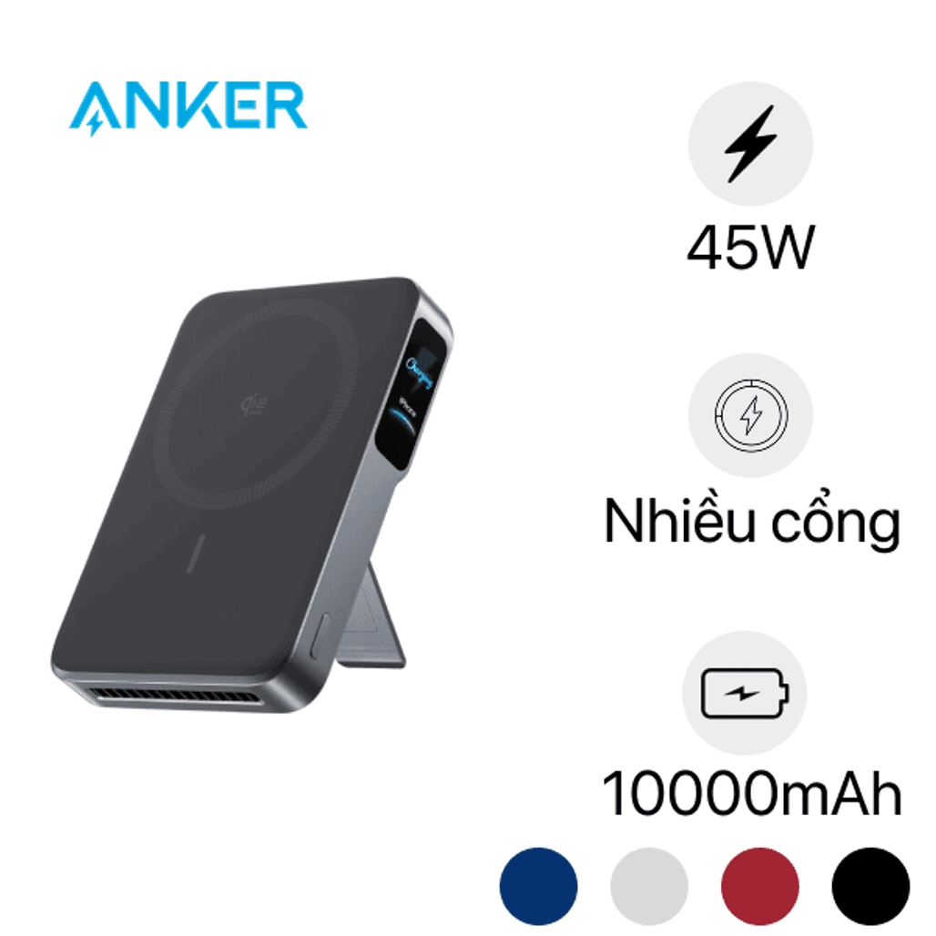Pin sạc dự phòng không dây Anker Maggo 2 Pro A110R 10000mAh Qi2 25W Type C PD 45W