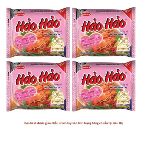 Combo 4 gói mì ăn liền Hảo Hảo tôm chua cay Acecook 75g (4 Gói)