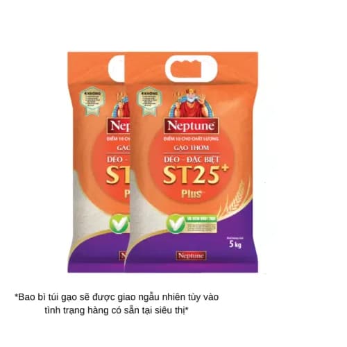 Combo 2 túi gạo thơm dẻo đặc biệt ST25 Neptune 5kg