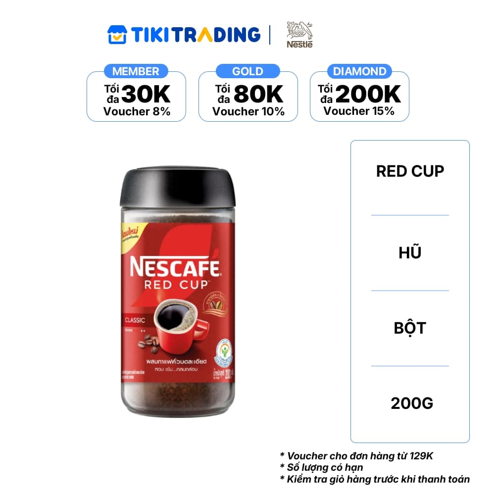 Cà phê hòa tan kết hợp rang xay NESCAFÉ RED CUP 200g