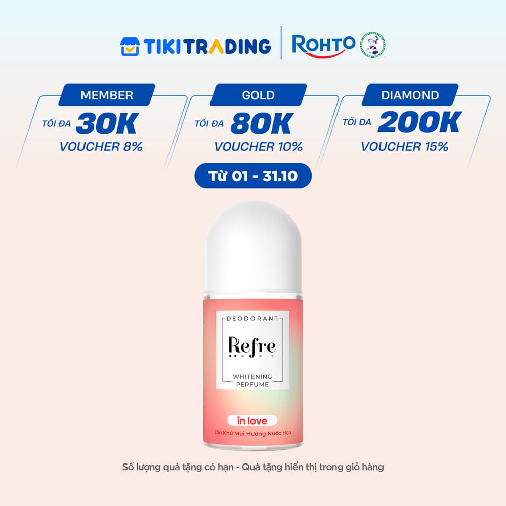 Lăn khử mùi dưỡng trắng hương nước hoa Refre Whitening Perfume In Love Hương Tình Yêu 40ml