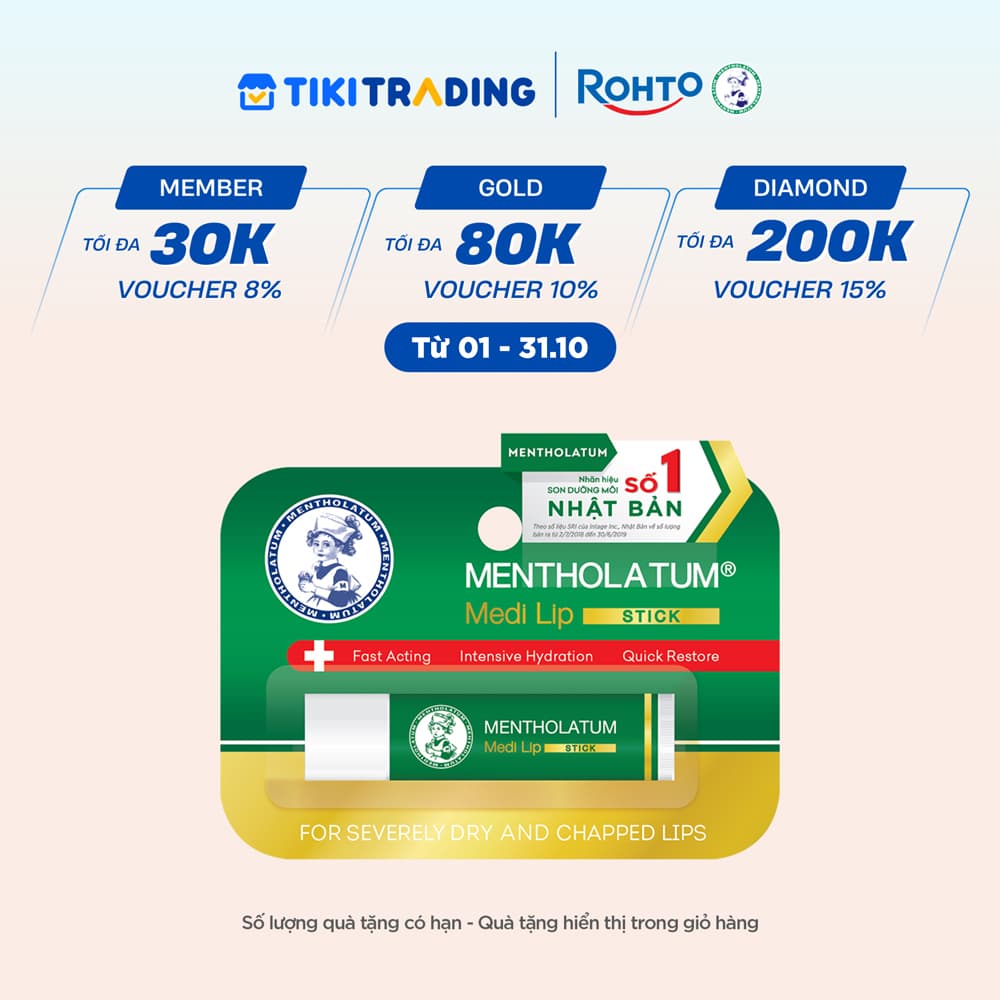 Son dưỡng môi chuyên biệt dành cho môi khô nứt nẻ Mentholatum Medi Lip Stick 4.3g