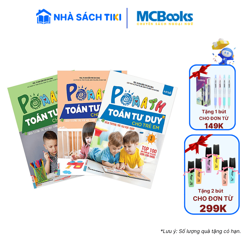 Combo 3 Cuôn Pomath Toán Tư Duy Cho Trẻ Em 4 6 tuổi Tập 1 2 3