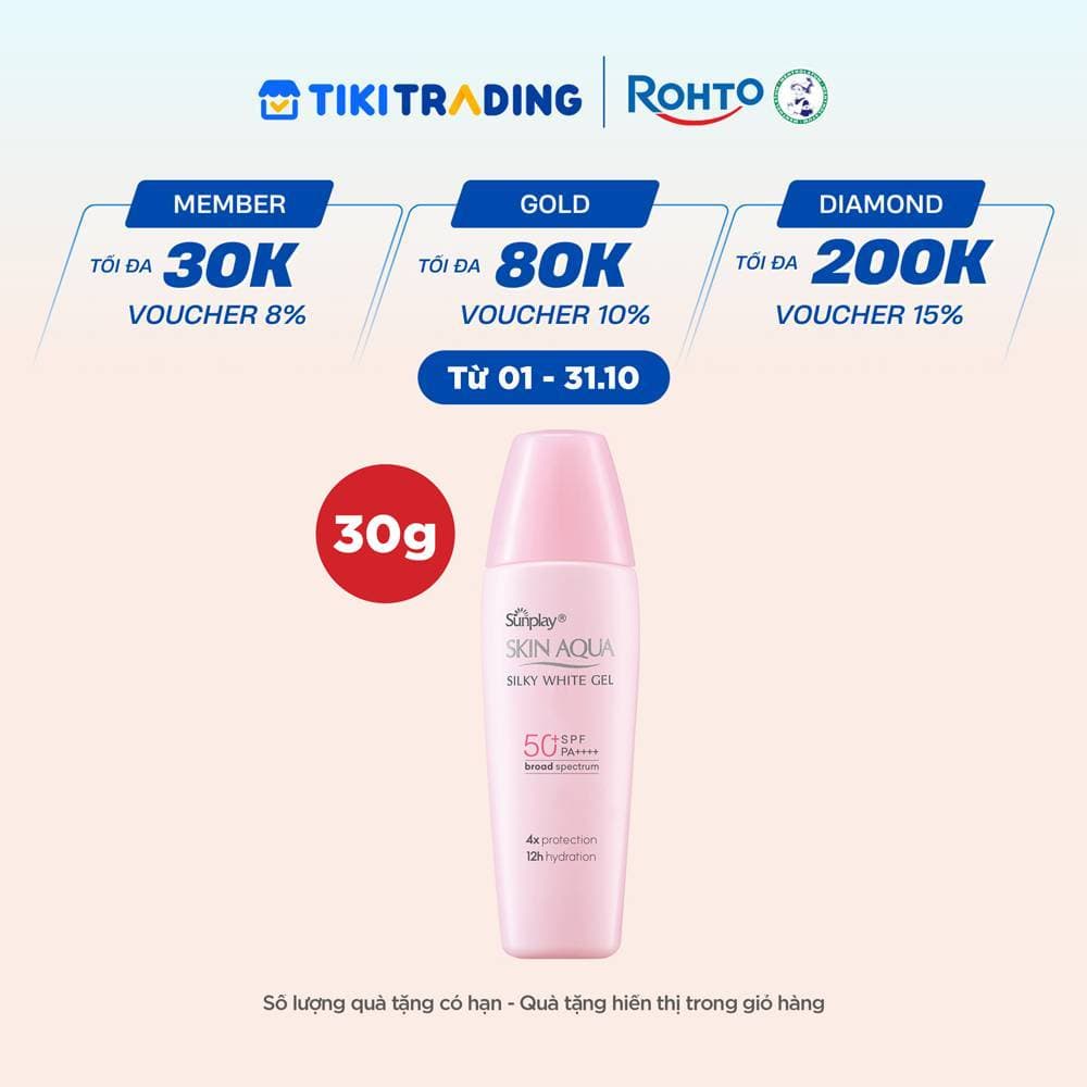 Kem chống nắng Skin Aqua dưỡng trắng &dưỡng ẩm dùng hàng ngày dạng gel Sunplay Skin Aqua Silky White Gel Eco Việt Nam SPF 50 PA 30g