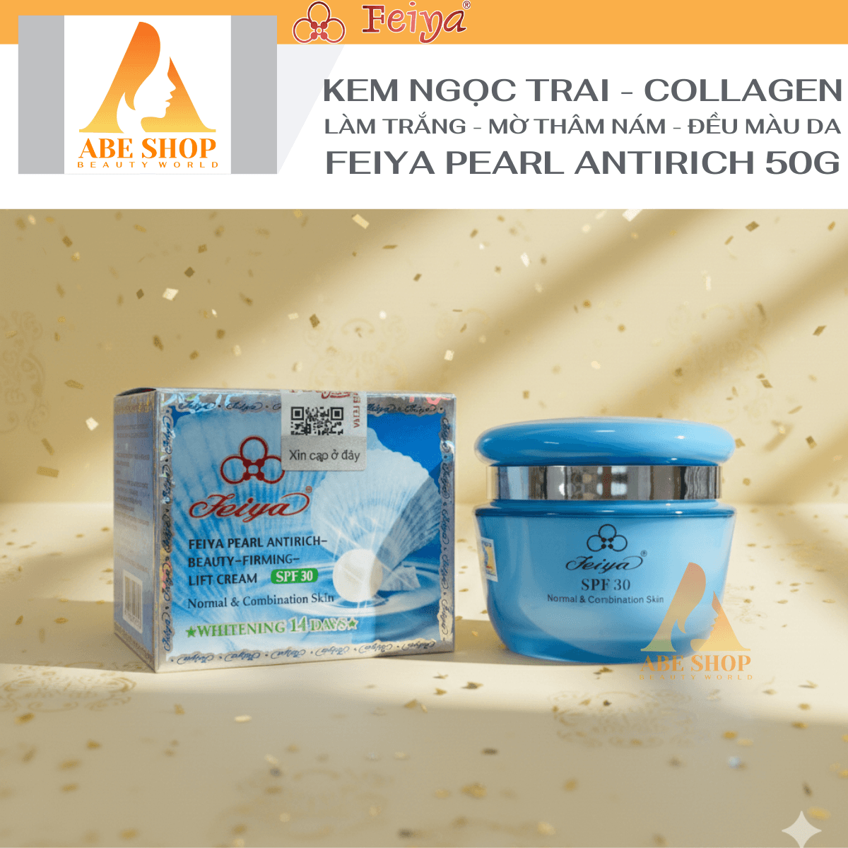 Kem FEIYA Ngọc Trai 50g Làm Trắng Giảm Thâm Nám Cải Thiện Da Tối Màu Chống Lão Hóa