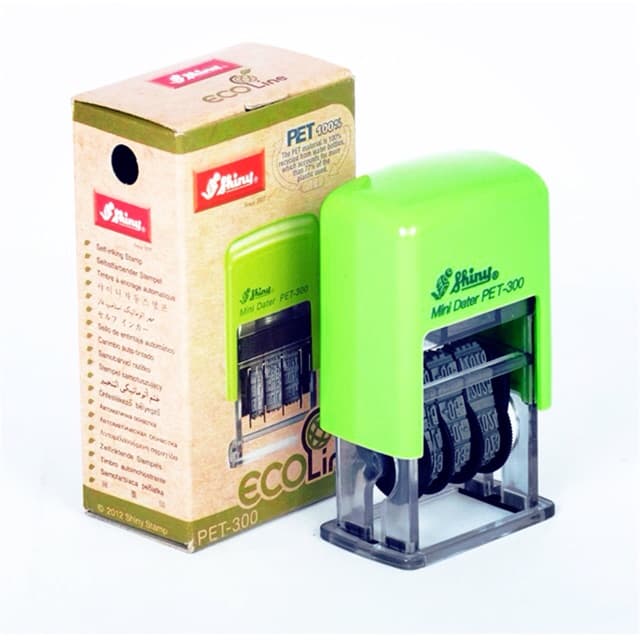 COMBO Dấu lật liền mực Ngày Tháng Năm Mini dater khay mực khô và 1 lọ mực SI Shiny PET 300 COMBO MỰC ĐEN