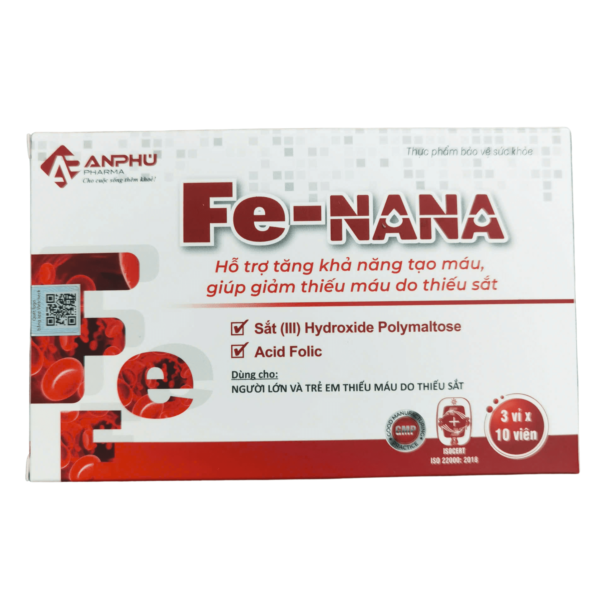 Viên sắt acid folic DHA vitamin & khoáng chất Fe NANA Hộp 30 viên