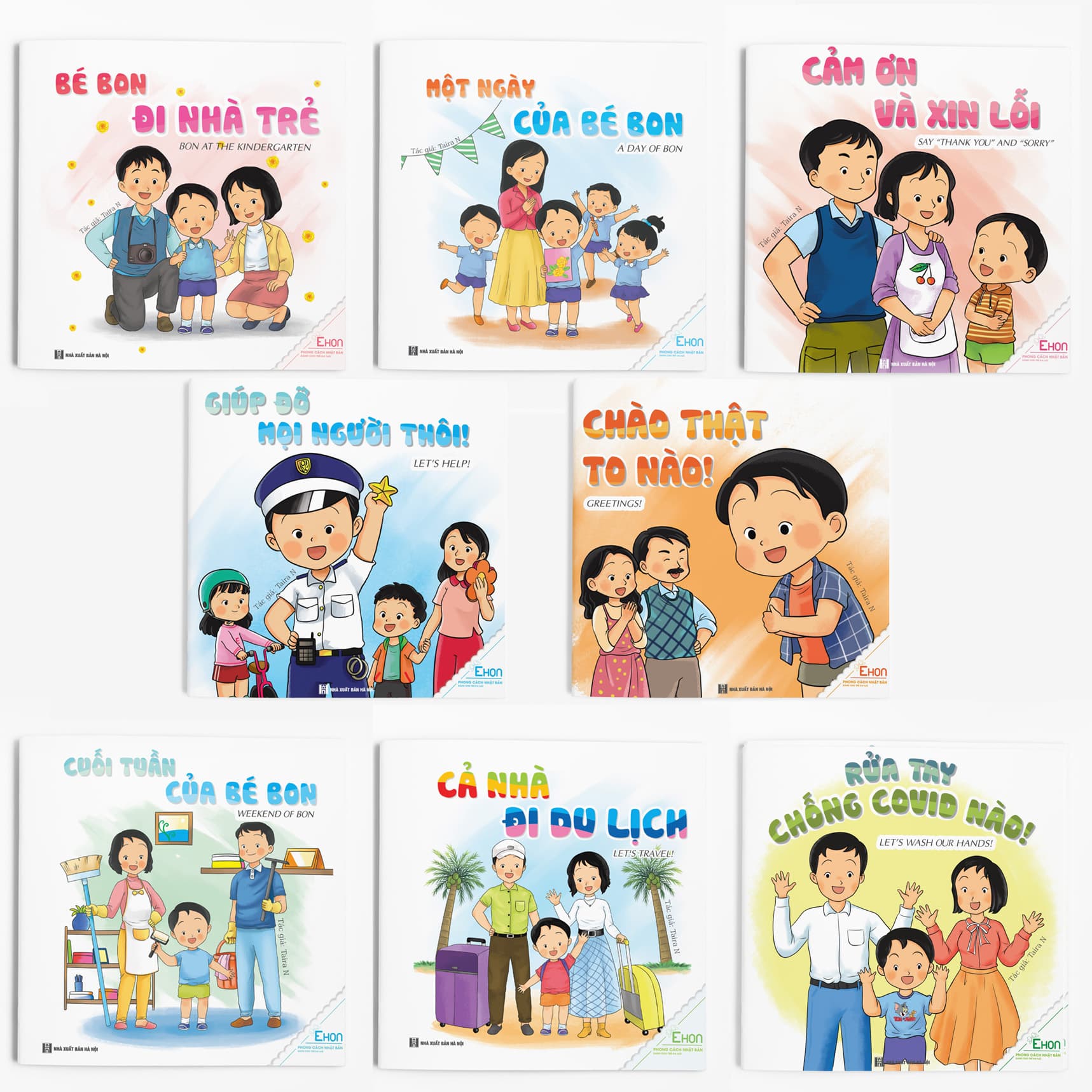 Combo 8 cuốn Ehon Kỹ năng sống Bon và Gia đình Bạn bè