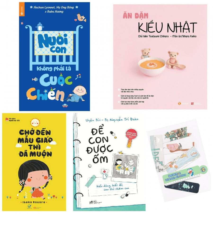 Combo Nuôi con không phải là cuộc chiến Ăn dặm kiểu Nhật Chờ đến mẫu giáo thì đã muộn Để con được ốm Tặng kèm bookmark PĐ