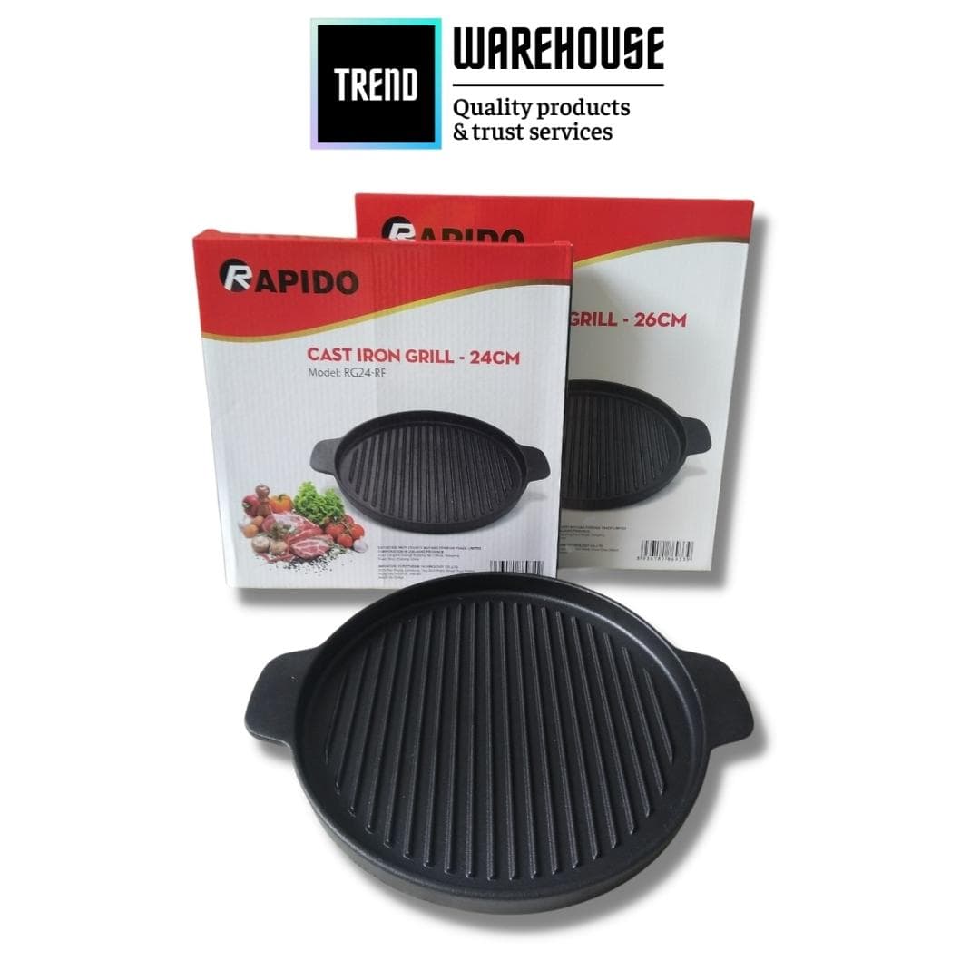 Chảo nướng gang đúc nguyên khối chống dính 2 lớp Rapido Dùng được cho bếp từ 26cm