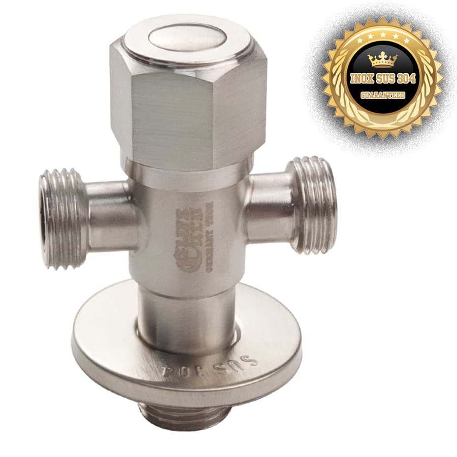 Van chia giảm áp khóa 2 đường nước Inox SUS 304 Eurolife EL X30 Trắng vàng