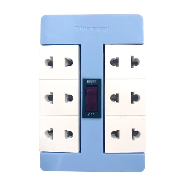 Ổ cắm Xoay 90 Điện Quang ĐQ ESK RT 6GW 6 lỗ màu xanh lá trắng Trắng Xanh Dương