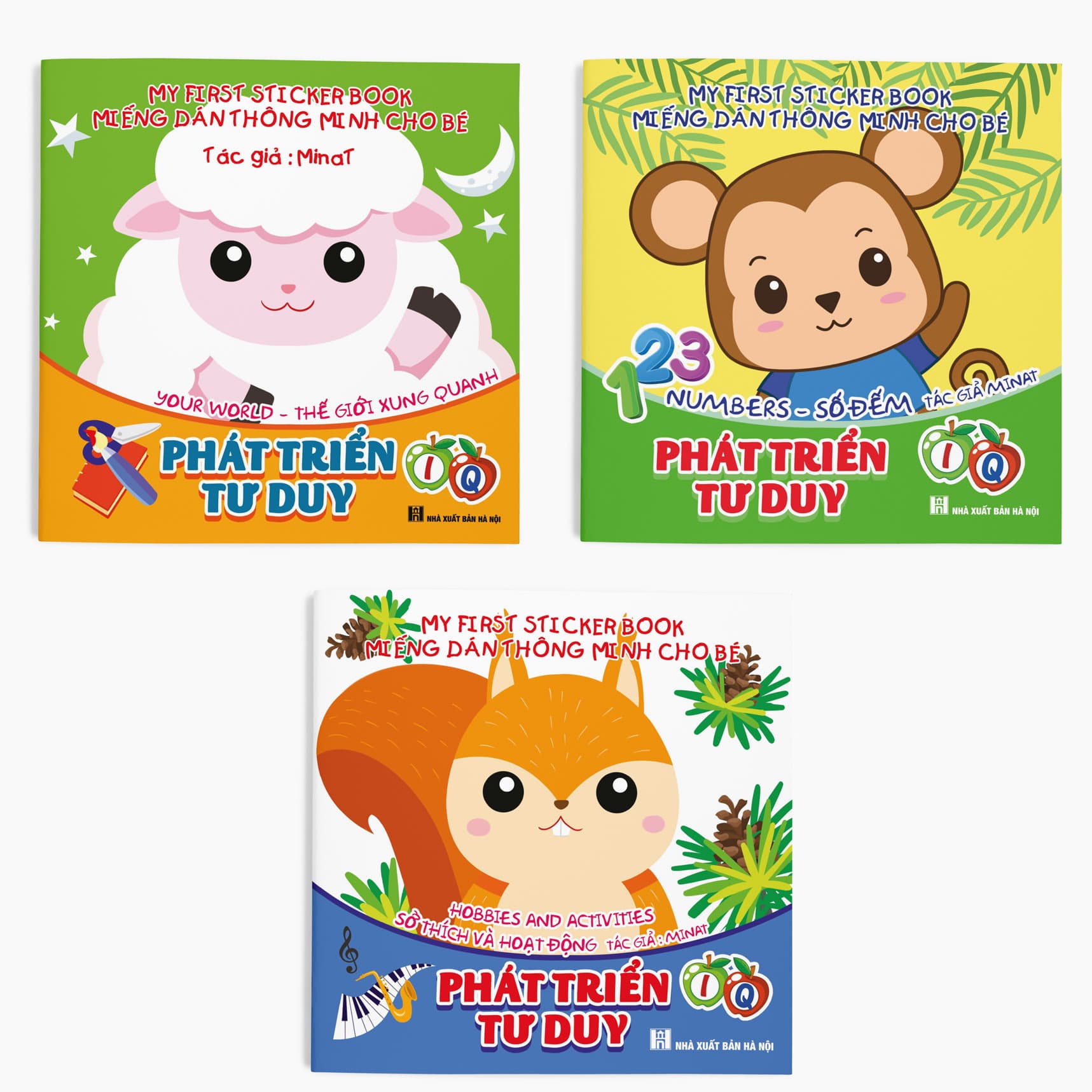 Combo 3 cuốn Miếng dán Thông minh cho bé Phát triển tư duy IQ My First Sticker Book