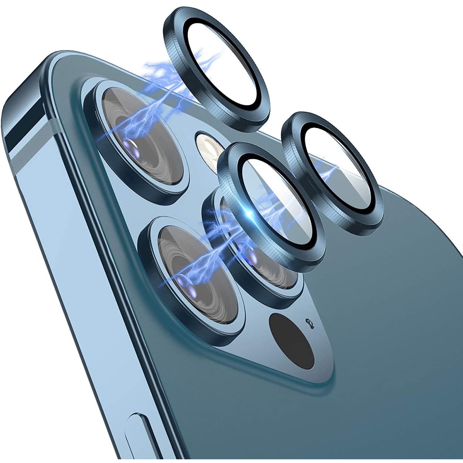 Bộ miếng dán kính cường lực bảo vệ Camera iPhone 12 Pro 6.1 inch hiệu Wiwu Guard Lens Ring mang lại khả năng chụp hình sắc nét full HD độ cứng 9H chống trầy chống chụi &vân tay bảo vệ toàn diện hàng nhập khẩu Xanh Dương