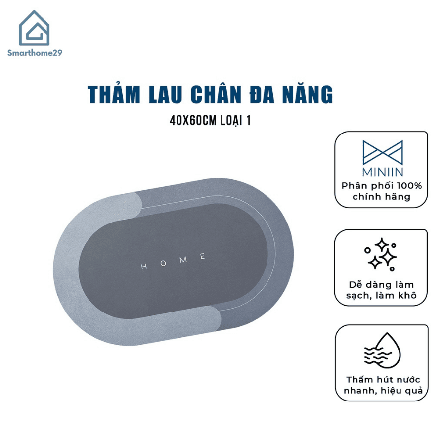 Thảm Lau Chân Nhà Tắm Đa Năng Chất Liệu Chống Trơn Trượt Cao Cấp 4 Lớp Thấm Hút Tốt 40x60cm Loại 1 Màu Và Chữ Ngẫu Nhiên Elip