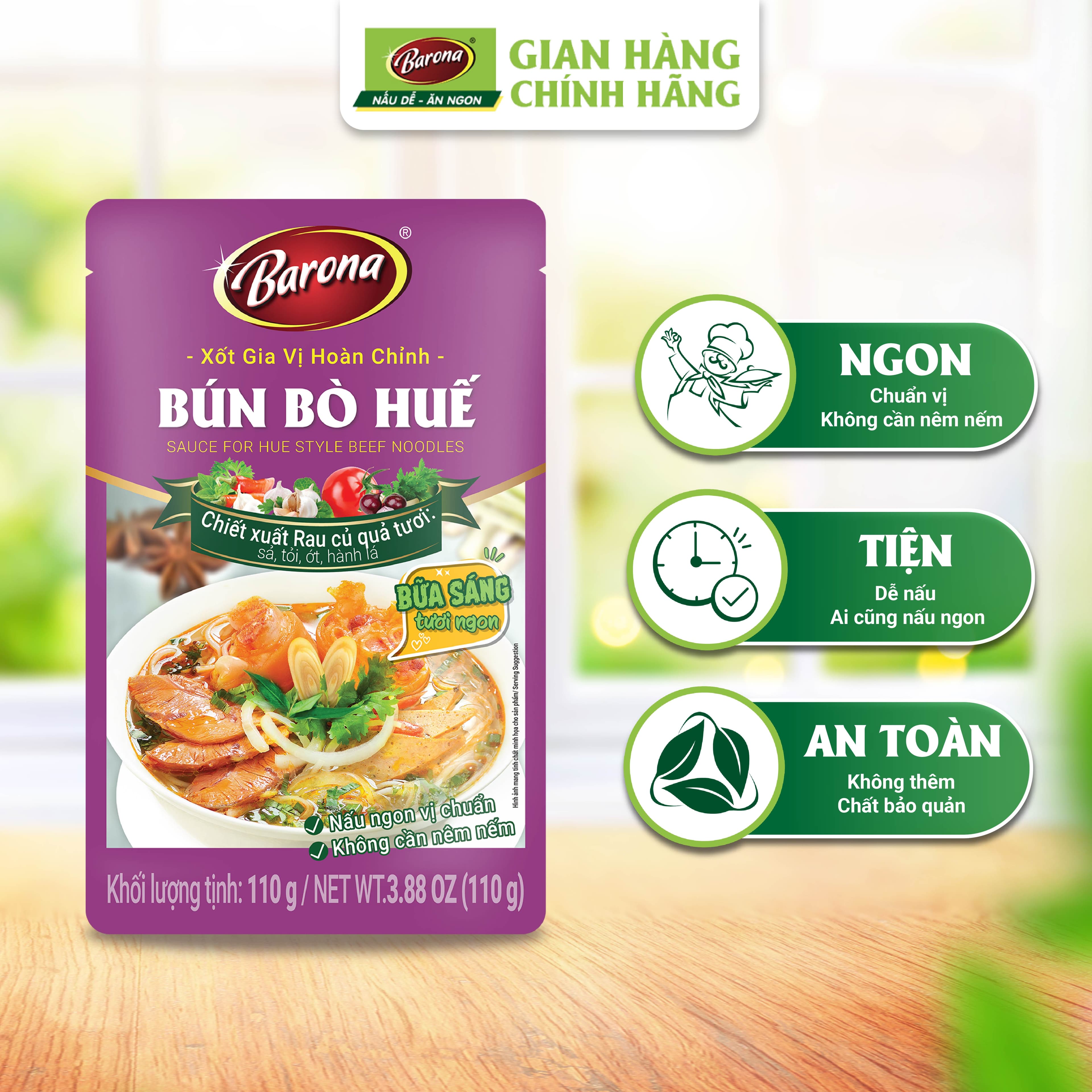 Xốt Gia Vị Bún Bò Huế Barona 110g ướp ngon chuẩn vị không cần nêm nếm