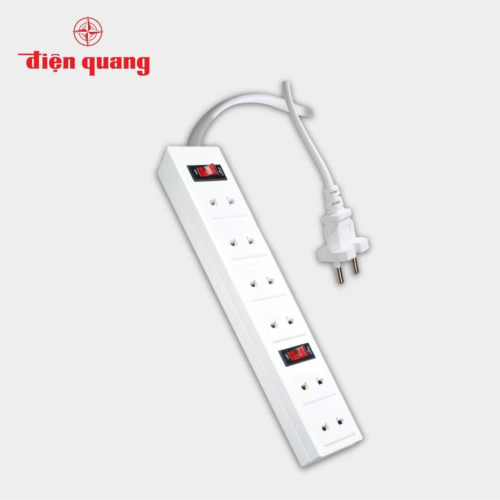 Ổ cắm Điện Quang ĐQ 001A 01 6 lỗ 2 chấu 2 mét