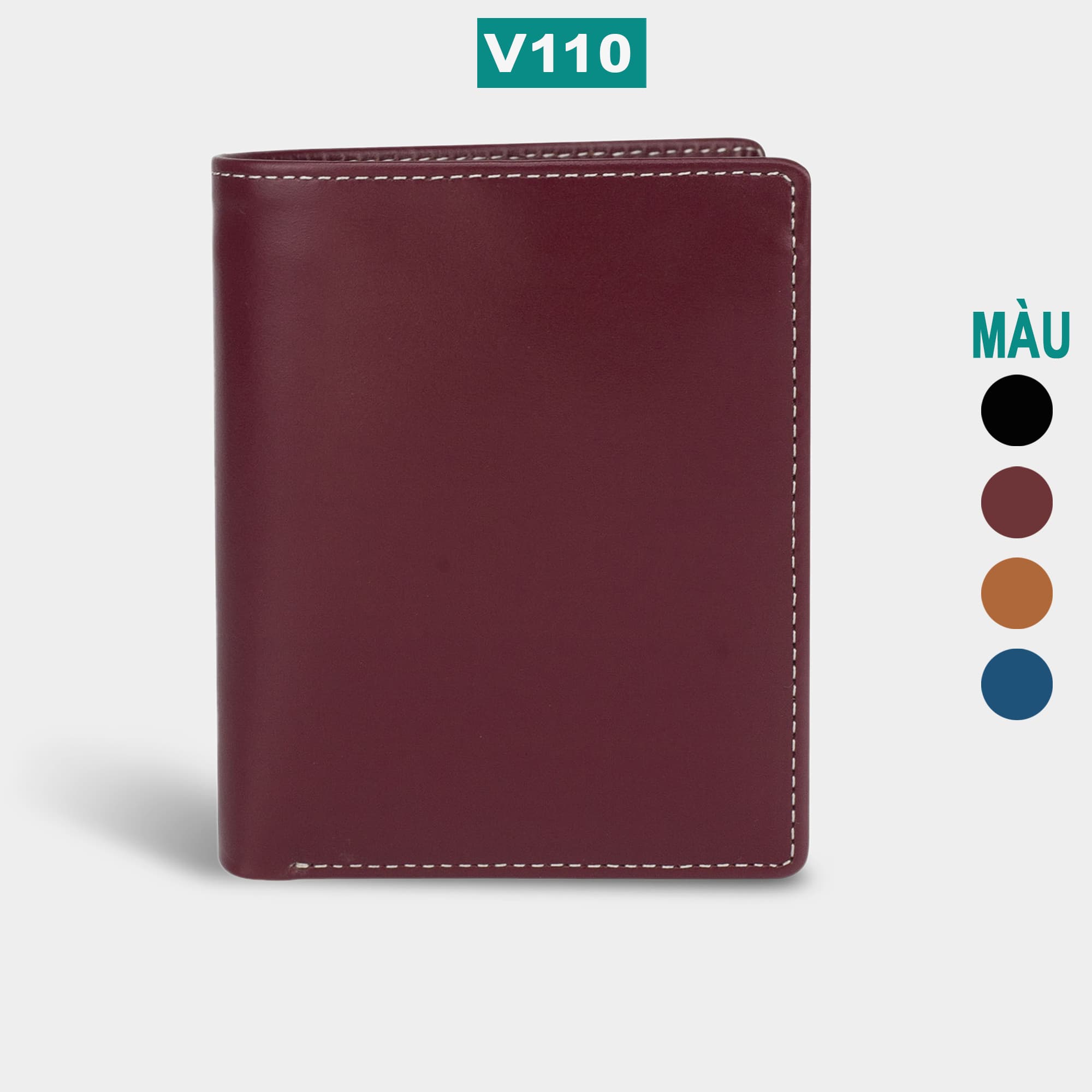 Ví da nam bóp da nam Bụi Leather V110 Da bò Pullup cao cấp Đứng