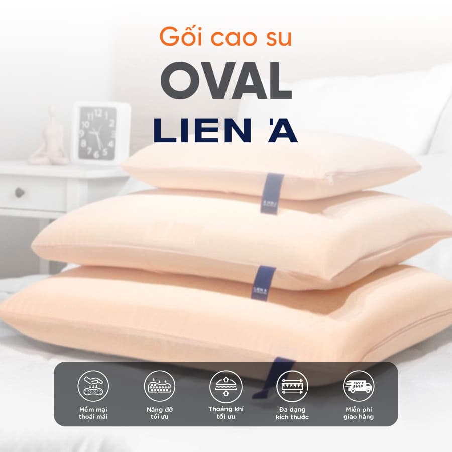 Gối Cao Su Liên Á Oval LAGOV3550 35 x 50 cm Trắng