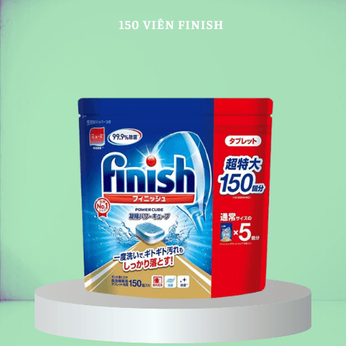 Viên rửa bát Finish Nhật bản 150 viên Viên finish power cube 150v dùng cho máy rửa bát chén loại nhỏ từ 6 8 9 10 bộ bát đĩa 150V finish nhật