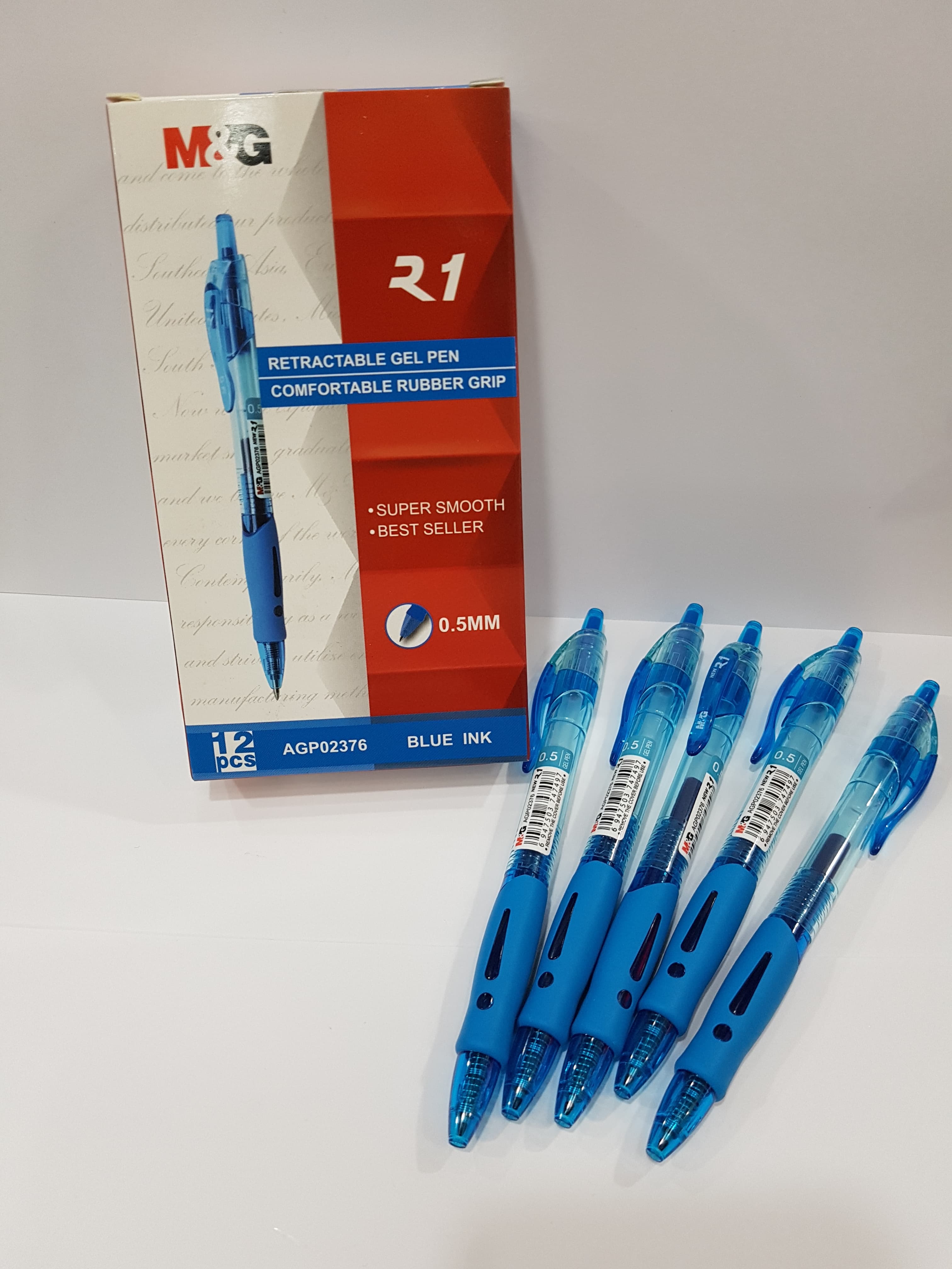 Hộp 12 Bút Nước Mực Gel Bấm M&G R1 Mực Xanh