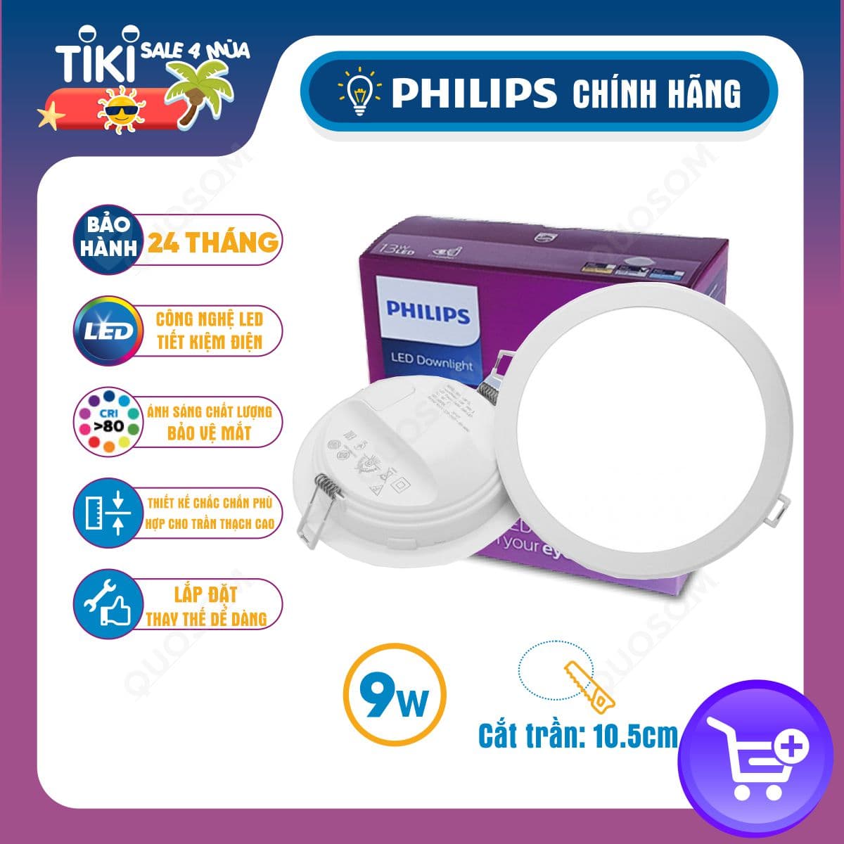 Bộ đèn LED Downlight Meson G3 PHILIPS 220V 240V Ánh sáng đồng đều giá cạnh tranh 9W Ánh sáng Trắng 6500K